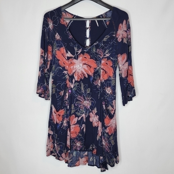 Free People Eyes on You Printed Mini Dress in Navy Combo - Picture 5 of 15